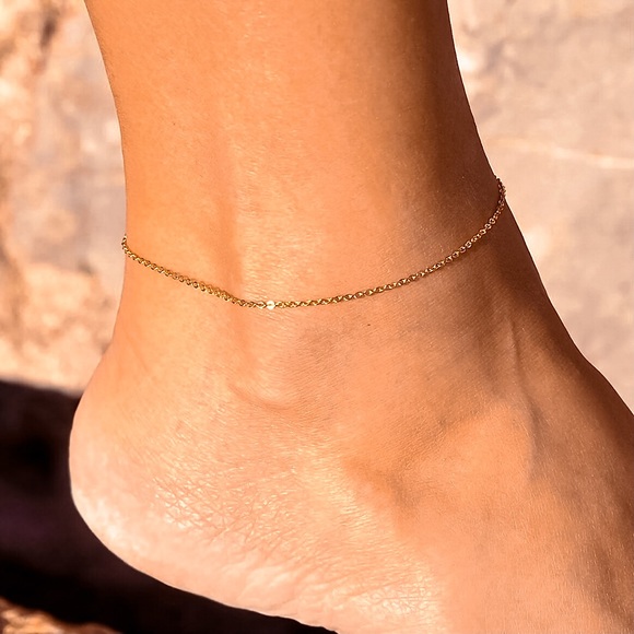 🔵𝟲𝟱%𝗢𝗙𝗙 𝗯𝘂𝗻𝗱𝗹𝗲𝘀 𝟯+🔵 NEW Thin Cable Chain Stainless Steel Anklet - Picture 6 of 15